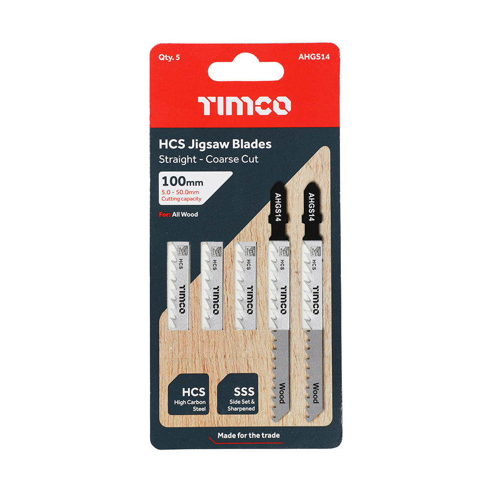 This is an image of Timco - Jigsaw Blades - Wood Cutting - HCS Blades - T144D T144D (5 Pieces Pack) AHGS14