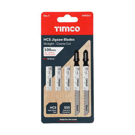 This is an image of Timco - Jigsaw Blades - Wood Cutting - HCS Blades - T144D T144D (5 Pieces Pack) AHGS14