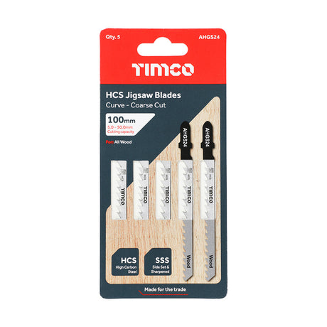 This is an image of Timco - Jigsaw Blades - Wood Cutting - HCS Blades - T244D T244D (5 Pieces Pack) AHGS24