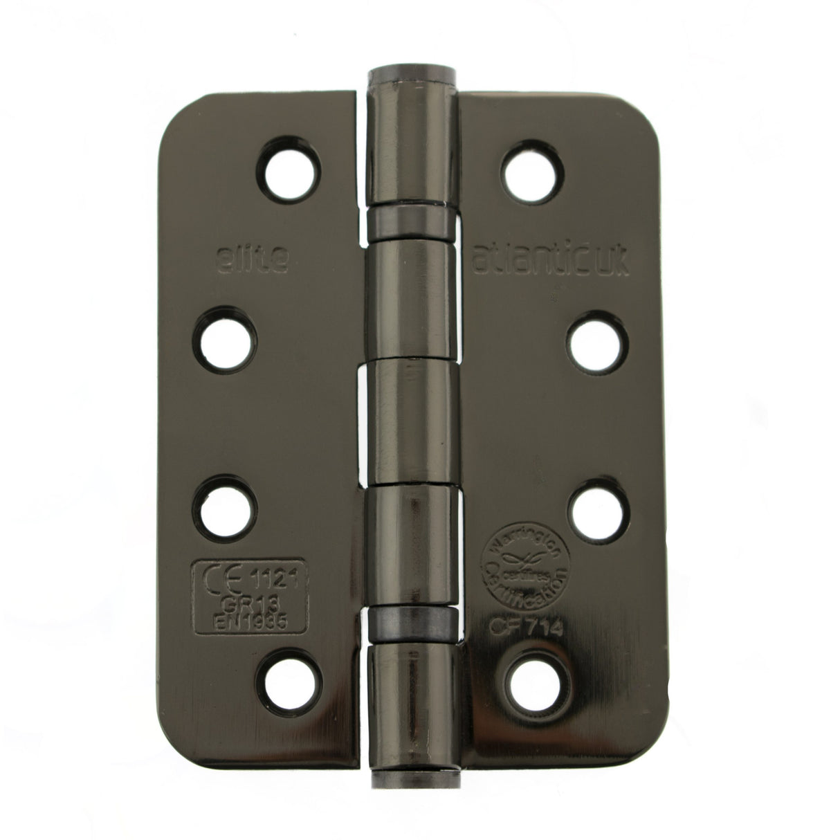 Quality image of Atlantic Radius Corner Ball Bearing Hinges Grade 13 Fire Rated 4" X 3" X 3mm - Black Nickel | Sku. ahr1433bn | available from Trade Door Handles.