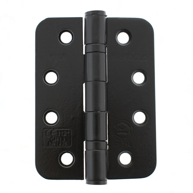 Quality image of Atlantic Radius Corner Ball Bearing Hinges Grade 13 Fire Rated 4" X 3" X 3mm - Matt Black | Sku. ahr1433mb | available from Trade Door Handles.