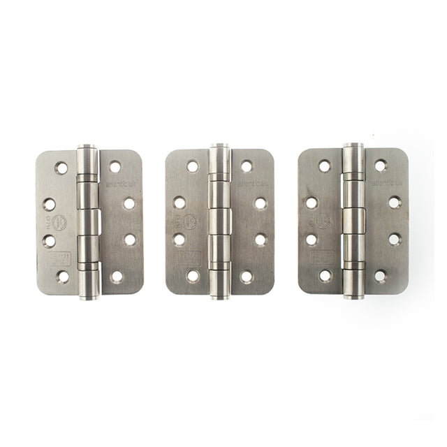 Quality image of Atlantic Radius Corner Ball Bearing Hinges Grade 13 Fire Rated 4" X 3" X 3mm set of 3 - Satin Stainless Steel | Sku. ahr1433sss-3 | available from Trade Door Handles.