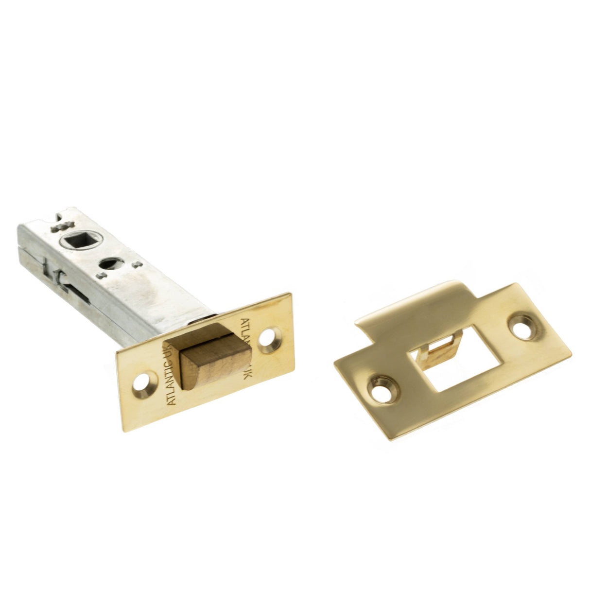Quality image of Atlantic Heavy Duty Bolt Through Tubular Latch 4" - Raw Brass | Sku. al4rb | available from Trade Door Handles.
