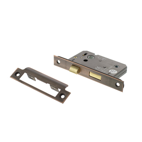 Quality image of Atlantic Bathroom Lock [CE] 2.5" - Antique Copper | Sku. alkbath25ac | available from Trade Door Handles.