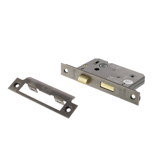 Quality image of Atlantic Bathroom Lock [CE] 2.5" - Distressed Silver | Sku. alkbath25ds | available from Trade Door Handles.