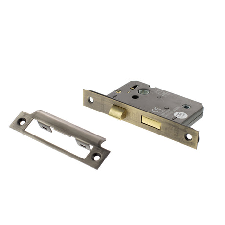 Quality image of Atlantic Bathroom Lock [CE] 2.5" - Matt Antique Brass | Sku. alkbath25mab | available from Trade Door Handles.