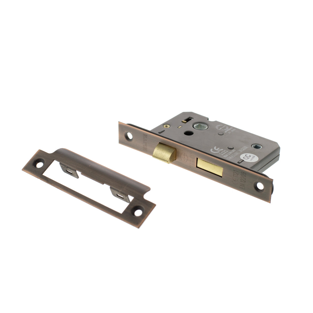 Quality image of Atlantic Bathroom Lock [CE] 3" - Antique Copper | Sku. alkbath3ac | available from Trade Door Handles.
