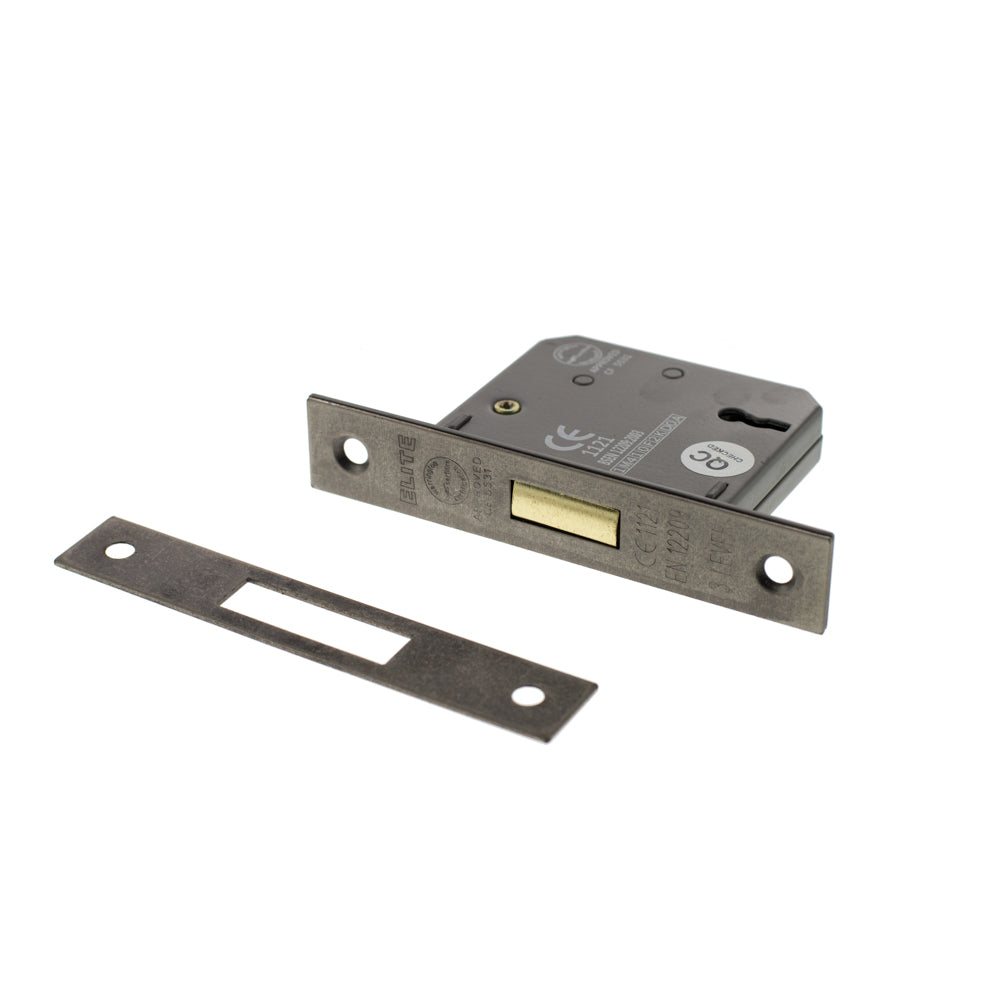Quality image of Atlantic 3 Lever Key Deadlock [CE] 2.5" - Distressed Silver | Sku. alkdead3lk25ds | available from Trade Door Handles.