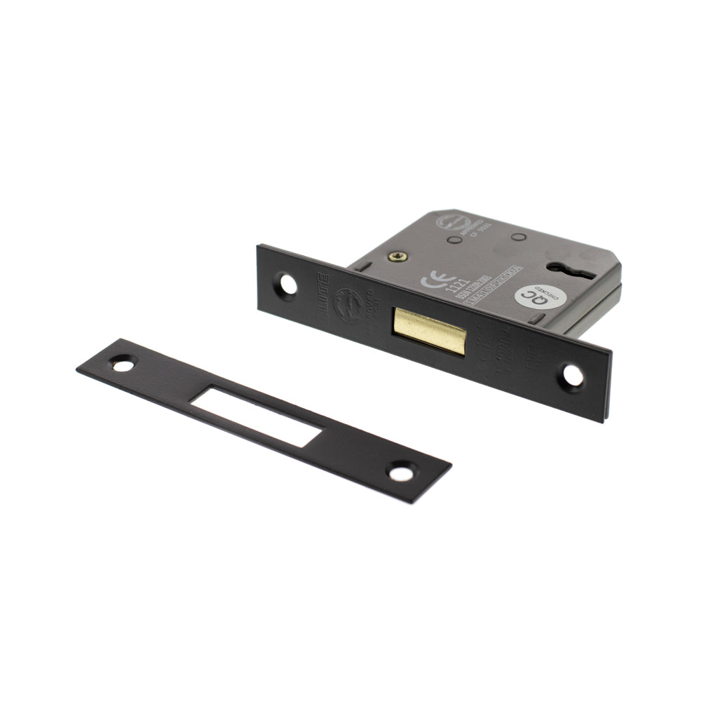 Quality image of Atlantic 3 Lever Key Deadlock [CE] 2.5" - Matt Black | Sku. alkdead3lk25mb | available from Trade Door Handles.