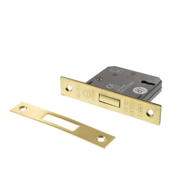 Quality image of Atlantic 3 Lever Key Deadlock [CE] Keyed Alike 2.5" - Polished Brass | Sku. alkdead3lk25pbka | available from Trade Door Handles.