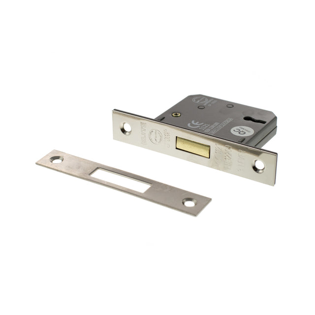 Quality image of Atlantic 3 Lever Key Deadlock [CE] Keyed Alike 2.5" - Polished Nickel | Sku. alkdead3lk25pnka | available from Trade Door Handles.