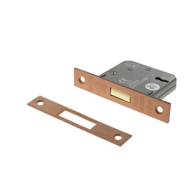 Quality image of Atlantic 3 Lever Key Deadlock [CE] Keyed Alike 2.5" - Urban Satin Copper | Sku. alkdead3lk25uscka | available from Trade Door Handles.