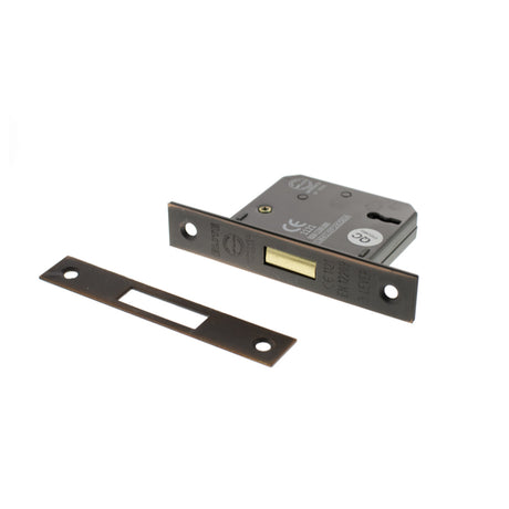 Quality image of Atlantic 3 Lever Key Deadlock [CE] 3" - Antique Copper | Sku. alkdead3lk3ac | available from Trade Door Handles.