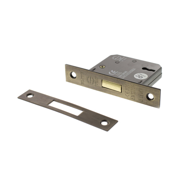Quality image of Atlantic 3 Lever Key Deadlock [CE] 3" - Matt Antique Brass | Sku. alkdead3lk3mab | available from Trade Door Handles.