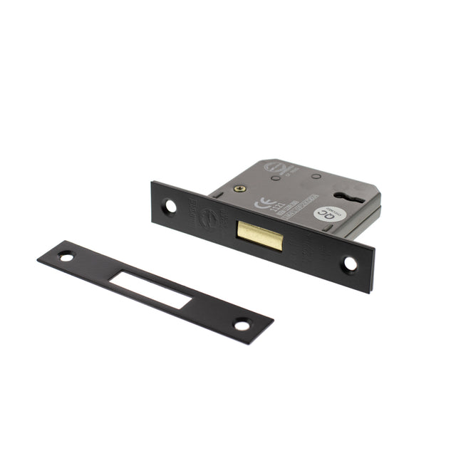 Quality image of Atlantic 3 Lever Key Deadlock [CE] 3" - Matt Black | Sku. alkdead3lk3mb | available from Trade Door Handles.