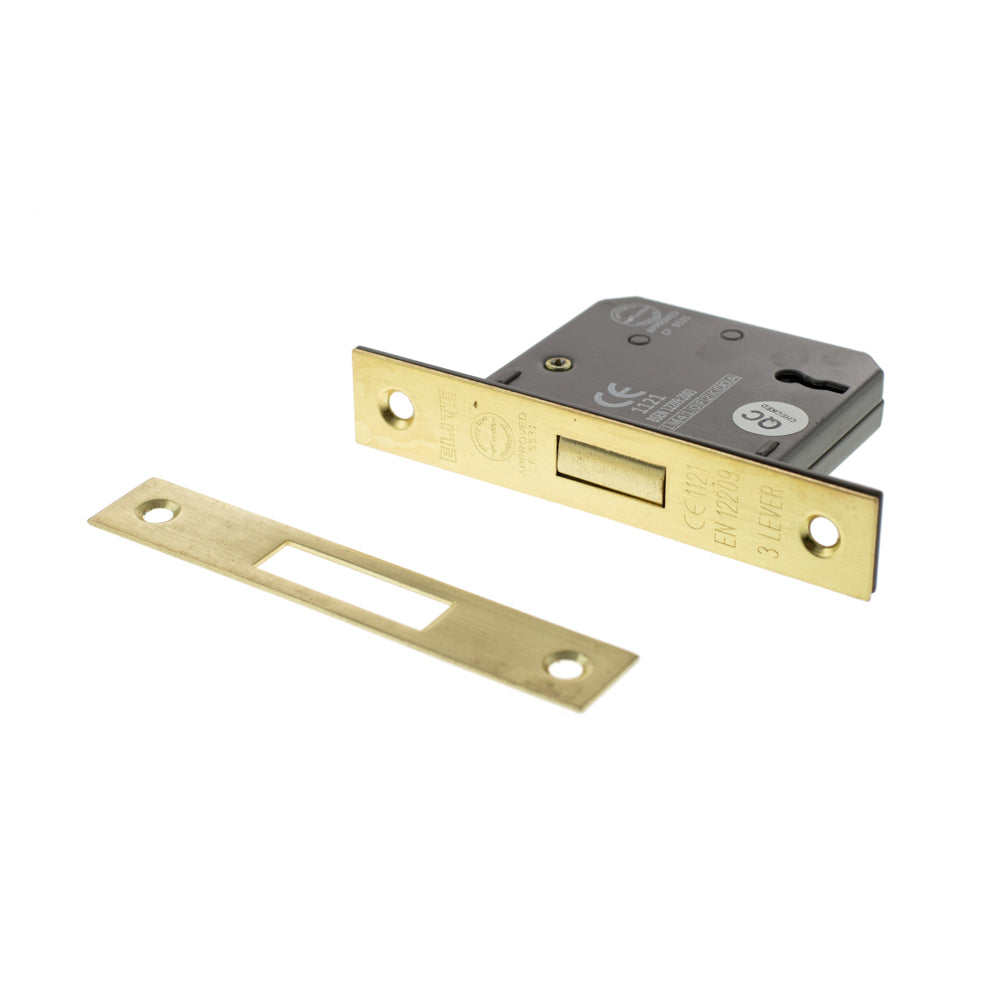 Quality image of Atlantic 3 Lever Key Deadlock [CE] 3" - Satin Brass | Sku. alkdead3lk3sb | available from Trade Door Handles.