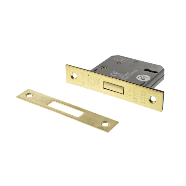 Quality image of Atlantic 3 Lever Key Deadlock [CE] 3" - Satin Brass | Sku. alkdead3lk3sb | available from Trade Door Handles.