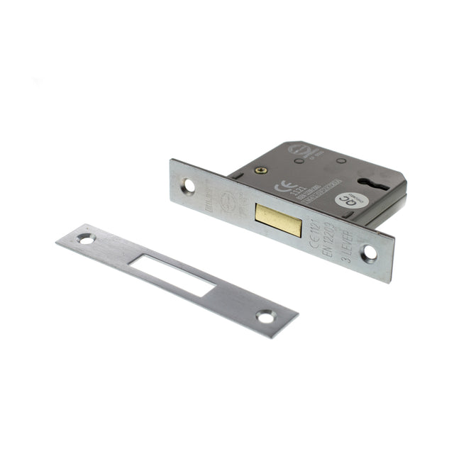 Quality image of Atlantic 3 Lever Key Deadlock [CE] 3" - Satin Chrome | Sku. alkdead3lk3sc | available from Trade Door Handles.