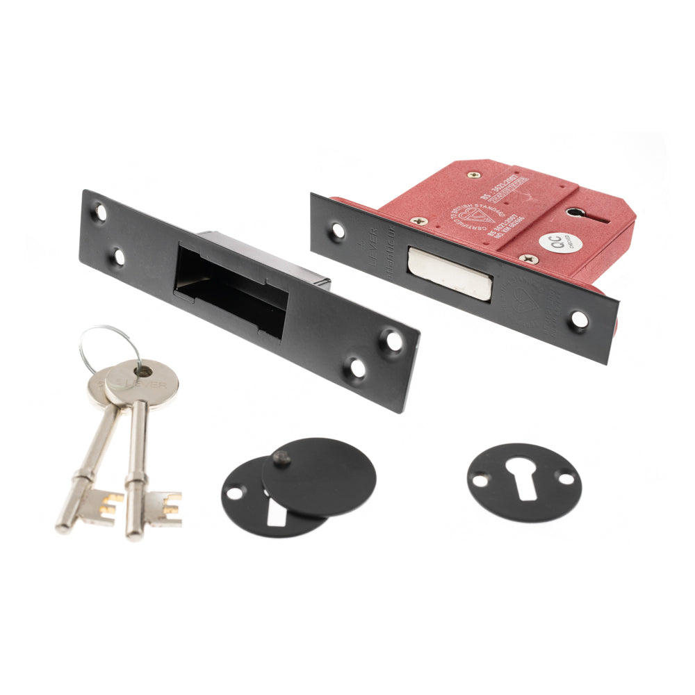 Quality image of Atlantic 5 Lever Key Deadlock [BS] 2.5" - Matt Black | Sku. alkdead5lk25mb | available from Trade Door Handles.