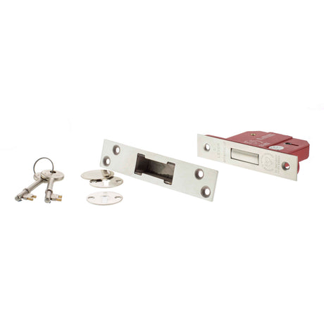 Quality image of Atlantic 5 Lever Key Deadlock [BS] 2.5" - Satin Chrome | Sku. alkdead5lk25sc | available from Trade Door Handles.