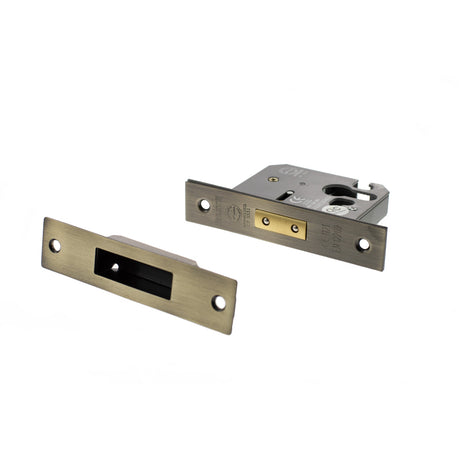 Quality image of Atlantic Euro Deadlock [CE] 3" - Antique Brass | Sku. alkdeade3ab | available from Trade Door Handles.