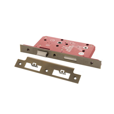 Quality image of Atlantic DIN Bathroom Lock Double Turn 60mm backset - Matt Antique Brass | Sku. alkdinb60mab | available from Trade Door Handles.