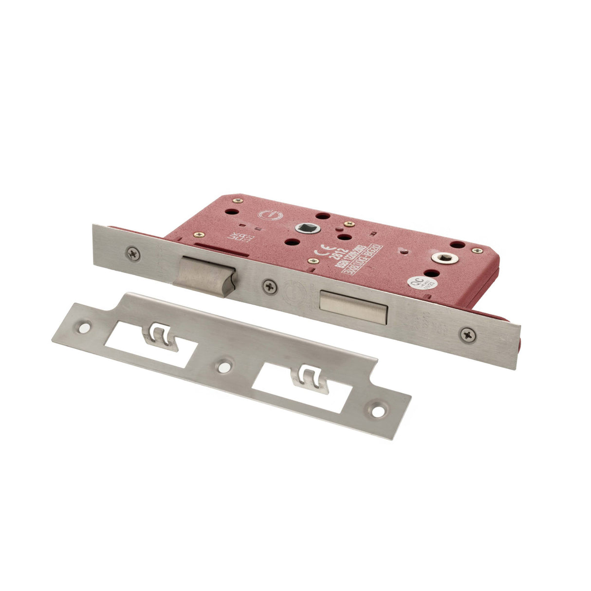 Quality image of Atlantic DIN Bathroom Lock Double Turn 60mm backset - Satin Stainless Steel | Sku. alkdinb60sss | available from Trade Door Handles.