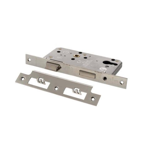 Quality image of Atlantic DIN Euro Profile Sashlock Double Throw 60mm backset - Polished Stainless Steel | Sku. alkdines60pss | available from Trade Door Handles.