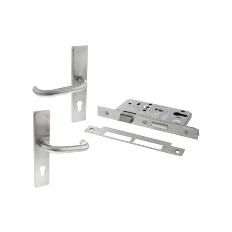 Quality image of Atlantic DIN Square Euro Profile Escape Sashlock Double Throw with RTD lever 60mm backset - Satin Stainless Steel | Sku. alkdinescs60sss | available from Trade Door Handles.