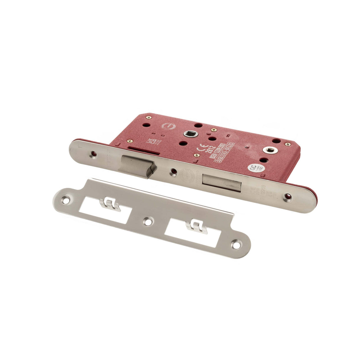 Quality image of Atlantic DIN Radius Bathroom Lock Double Turn 60mm backset - Polished Chrome | Sku. alkdinrb60pc | available from Trade Door Handles.