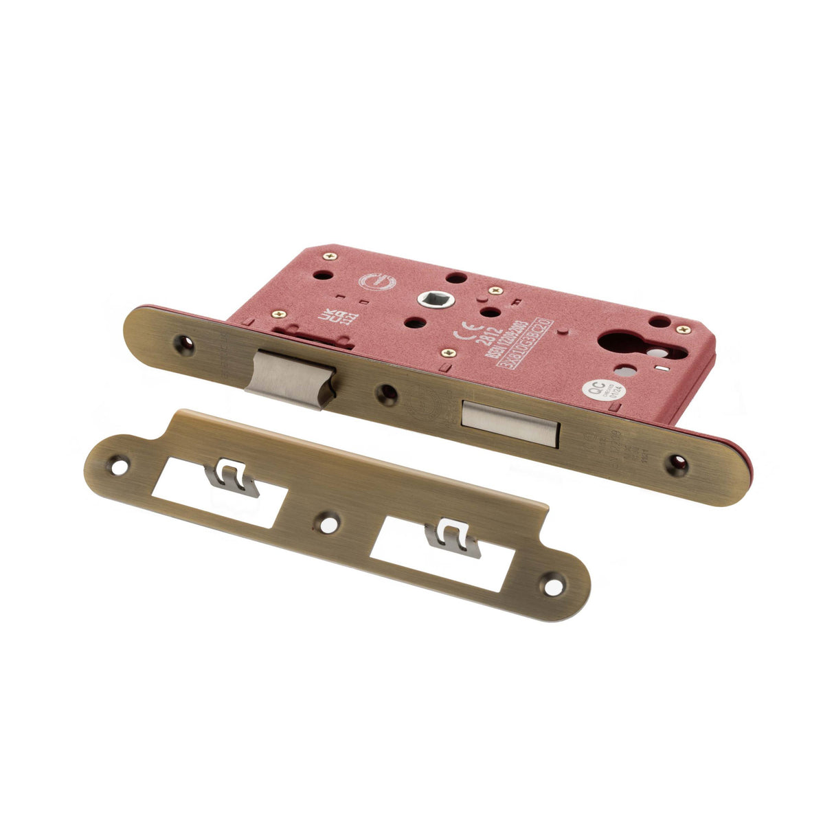 Quality image of Atlantic DIN Radius Euro Profile Sashlock Double Throw 60mm backset - Matt Antique Brass | Sku. alkdinres60mab | available from Trade Door Handles.