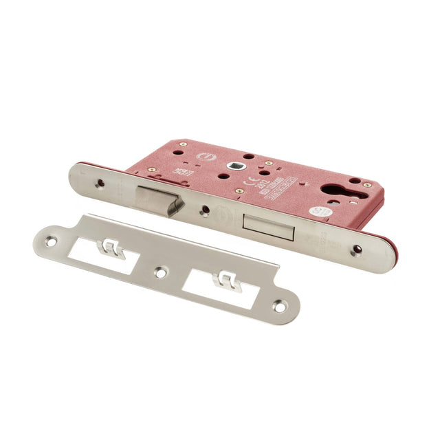 Quality image of Atlantic DIN Radius Euro Profile Sashlock Double Throw 60mm backset - Polished Chrome | Sku. alkdinres60pc | available from Trade Door Handles.