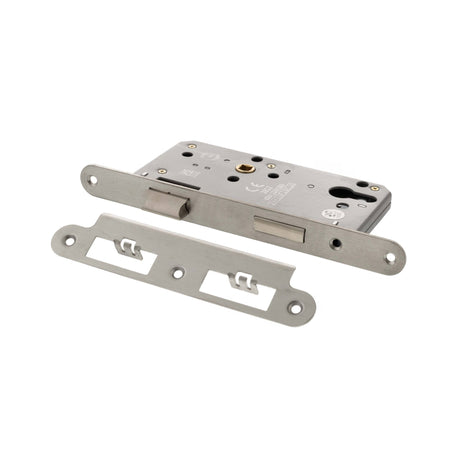 Quality image of Atlantic DIN Radius Euro Profile Sashlock Double Throw 60mm backset - Satin Stainless Steel | Sku. alkdinres60sss | available from Trade Door Handles.