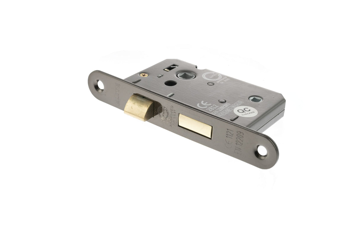Quality image of Atlantic Radius Corner Bathroom Lock [CE] 2.5" - Black Nickel | Sku. alkrcbath25bn | available from Trade Door Handles.
