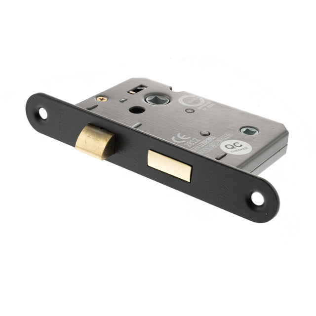 Quality image of Atlantic Radius Corner Bathroom Lock [CE] 2.5" - Matt Black | Sku. alkrcbath25mb | available from Trade Door Handles.