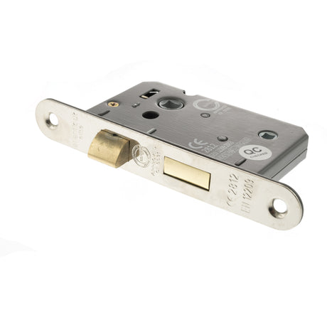 Quality image of Atlantic Radius Corner Bathroom Lock [CE] 2.5" - Polished Nickel | Sku. alkrcbath25pn | available from Trade Door Handles.