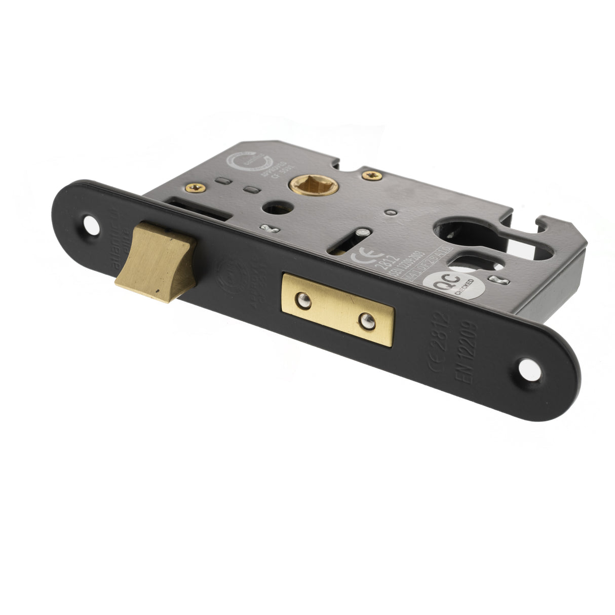 Quality image of Atlantic Euro Radius Corner Sashlock [CE] 2.5" - Matt Black | Sku. alkrcsashe25mb | available from Trade Door Handles.