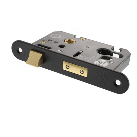 Quality image of Atlantic Euro Radius Corner Sashlock [CE] 2.5" - Matt Black | Sku. alkrcsashe25mb | available from Trade Door Handles.