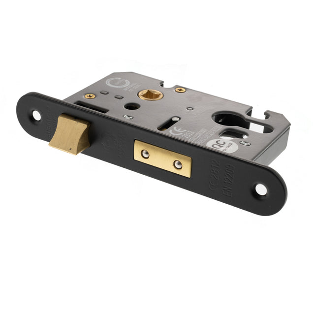 Quality image of Atlantic Euro Radius Corner Sashlock [CE] 3" - Matt Black | Sku. alkrcsashe3mb | available from Trade Door Handles.