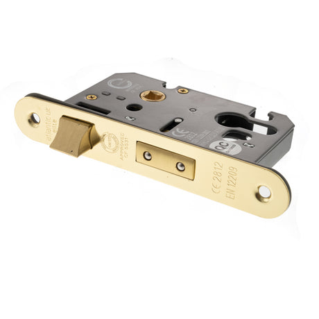 Quality image of Atlantic Euro Radius Corner Sashlock [CE] 2.5" - Polished Brass | Sku. alkrcsashe25pb | available from Trade Door Handles.