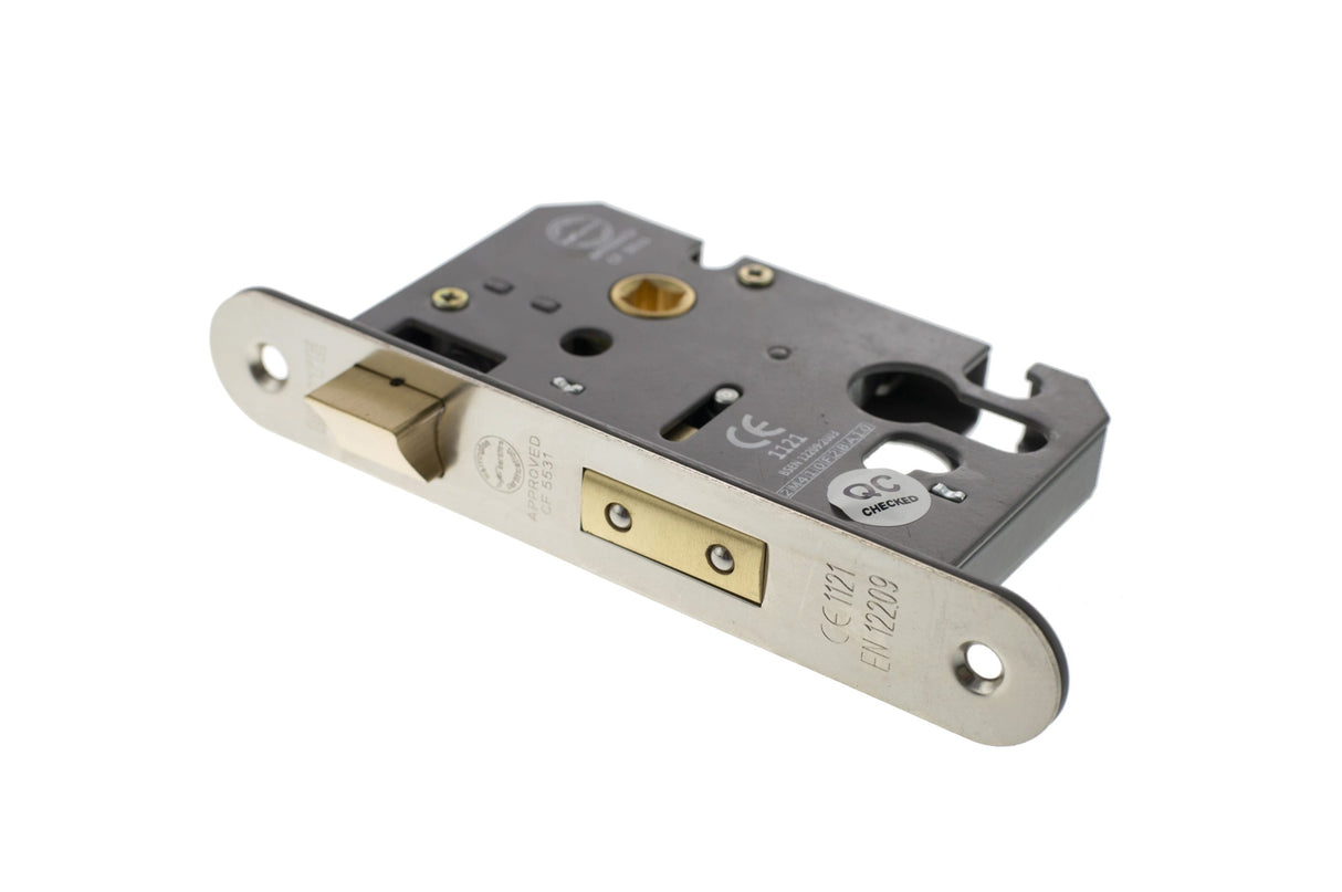 Quality image of Atlantic Euro Radius Corner Sashlock [CE] 3" - Polished Nickel | Sku. alkrcsashe3pn | available from Trade Door Handles.