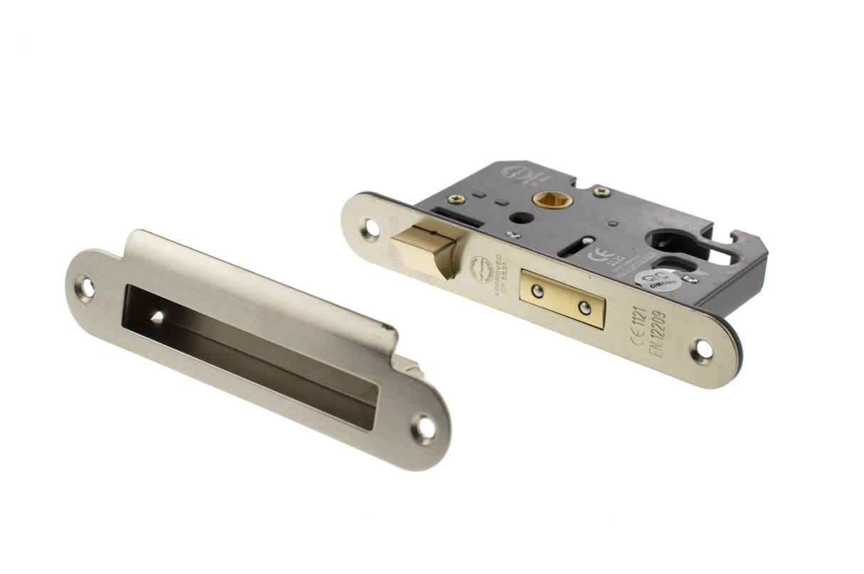 Quality image of Atlantic Euro Radius Corner Sashlock [CE] 3" - Satin Nickel | Sku. alkrcsashe3sn | available from Trade Door Handles.