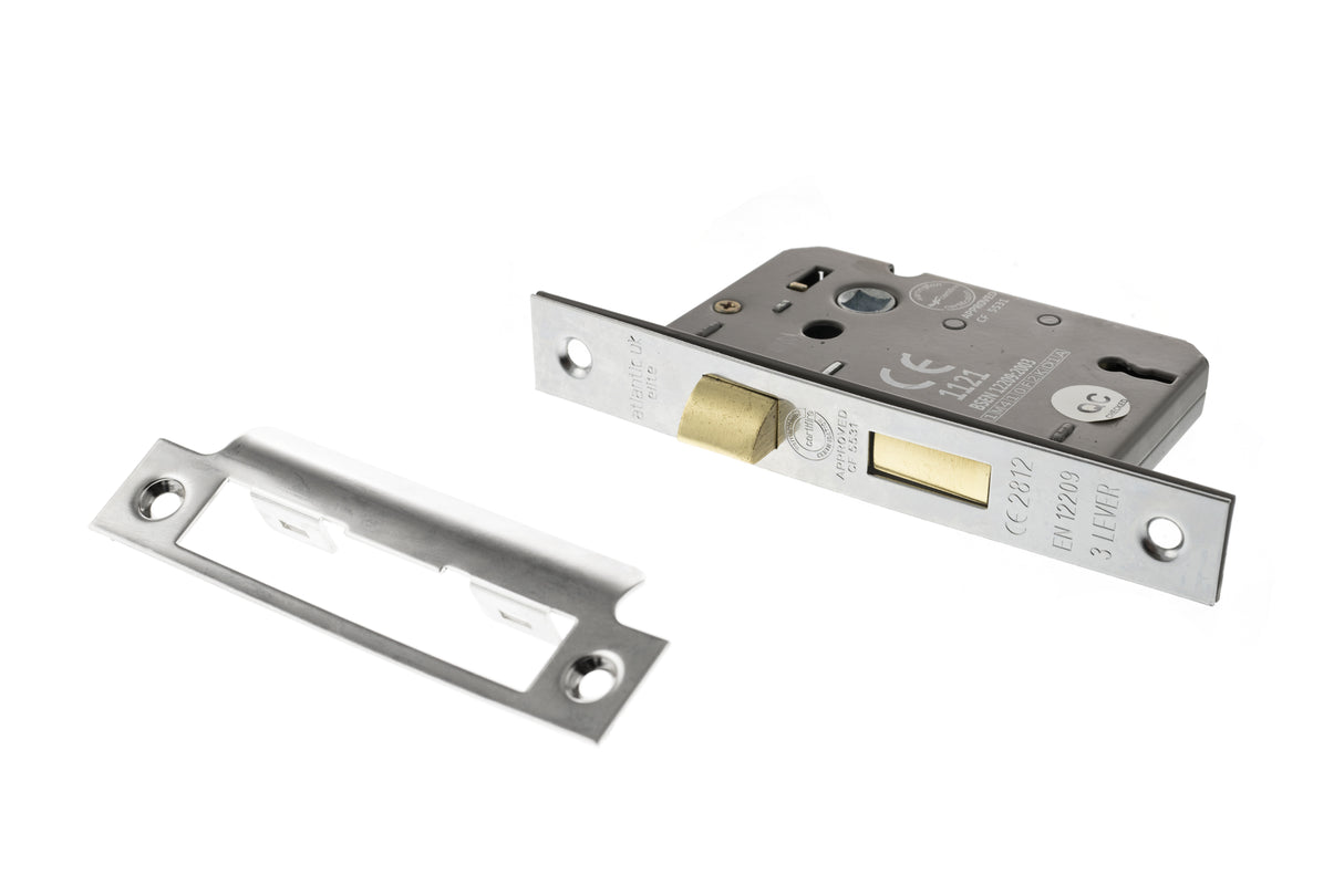 Quality image of Atlantic 3 Lever Key Sashlock [CE] Keyed Alike - Polished Chrome | Sku. alksash3lk25pcka | available from Trade Door Handles.