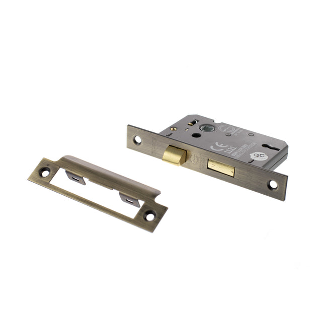 Quality image of Atlantic 3 Lever Key Sashlock [CE] 3" - Antique Brass | Sku. alksash3lk3ab | available from Trade Door Handles.