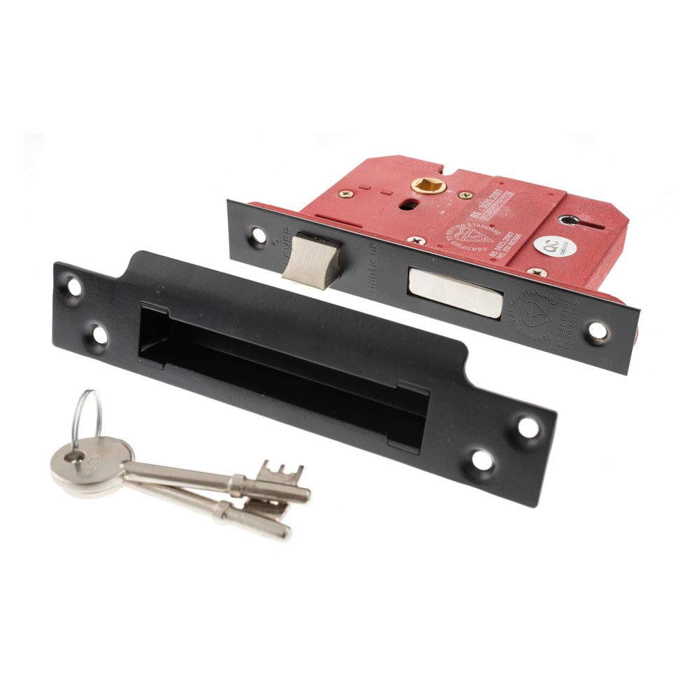 Quality image of Atlantic 5 Lever Key Sashlock [BS] 2.5" - Matt Black | Sku. alksash5lk25mb | available from Trade Door Handles.