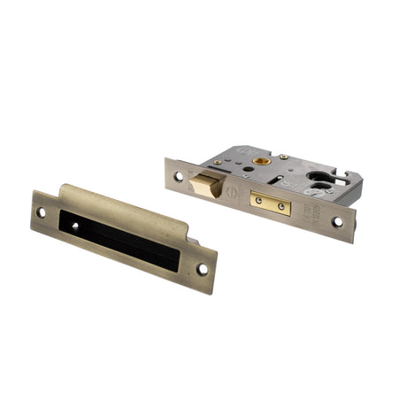 Quality image of Atlantic Euro Sashlock [CE] 3" - Antique Brass | Sku. alksashe3ab | available from Trade Door Handles.