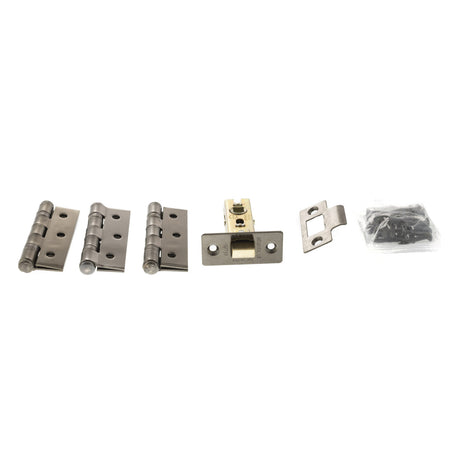 Quality image of Atlantic Latch Pack [CE] 2.5" (Latch x1) + 3"x2" (Hinge x3) - Black Nickel | Sku. alp2532bn | available from Trade Door Handles.