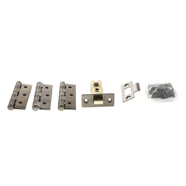Quality image of Atlantic Latch Pack [CE] 2.5" (Latch x1) + 3"x2" (Hinge x3) - Black Nickel | Sku. alp2532bn | available from Trade Door Handles.
