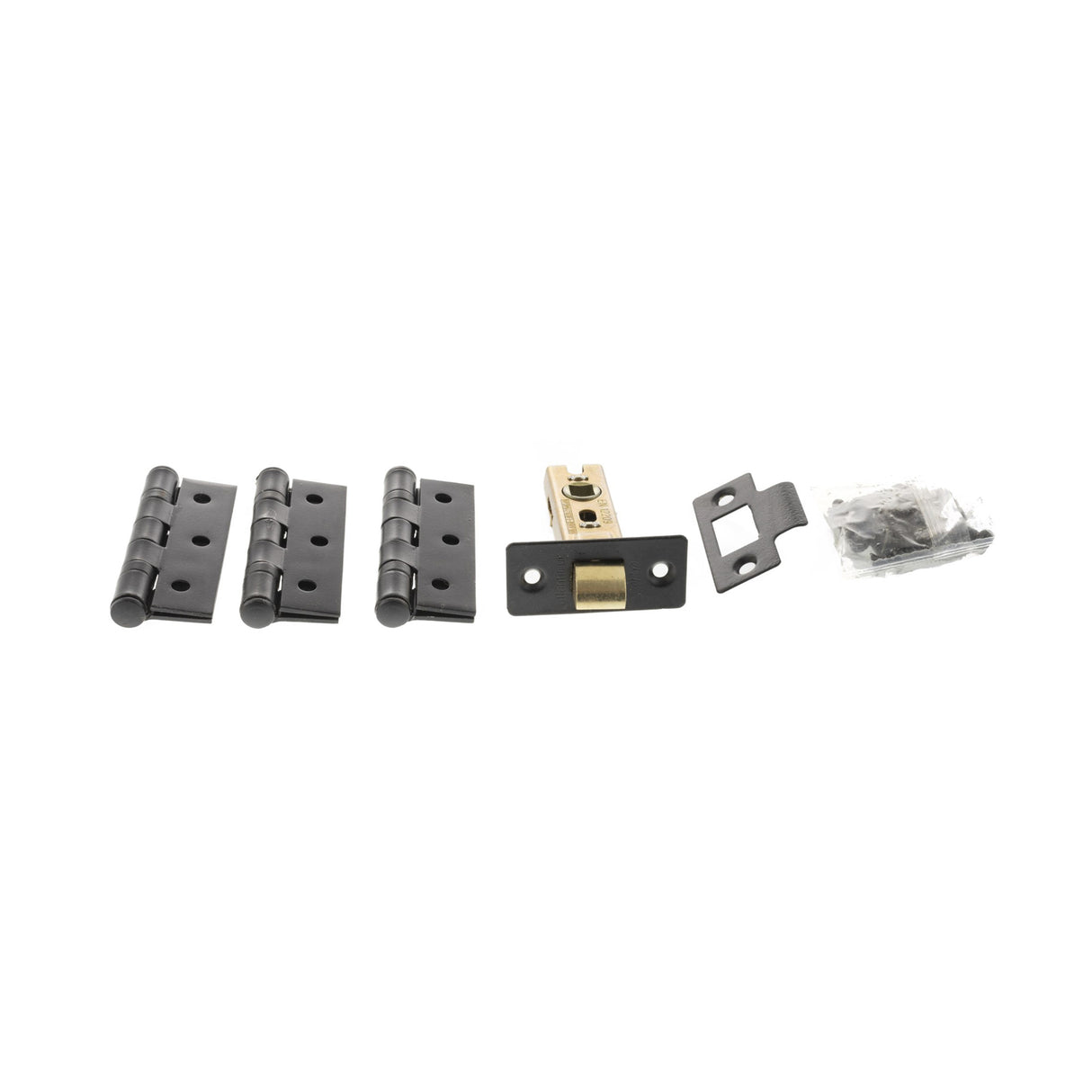 Quality image of Atlantic Latch Pack [CE] 2.5" (Latch x1) + 3"x2" (Hinge x3) - Matt Black | Sku. alp2532mb | available from Trade Door Handles.