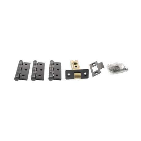 Quality image of Atlantic Latch Pack [CE] 2.5" (Latch x1) + 3"x2" (Hinge x3) - Matt Black | Sku. alp2532mb | available from Trade Door Handles.